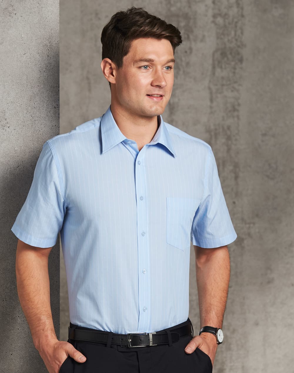 Men's Pin Stripe Short Sleeve Shirt SH-M7221