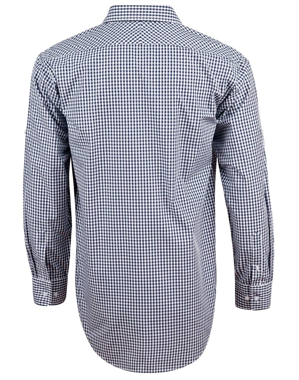 Men's Gingham Check Roll-up L/S Shirt SH-M7300L