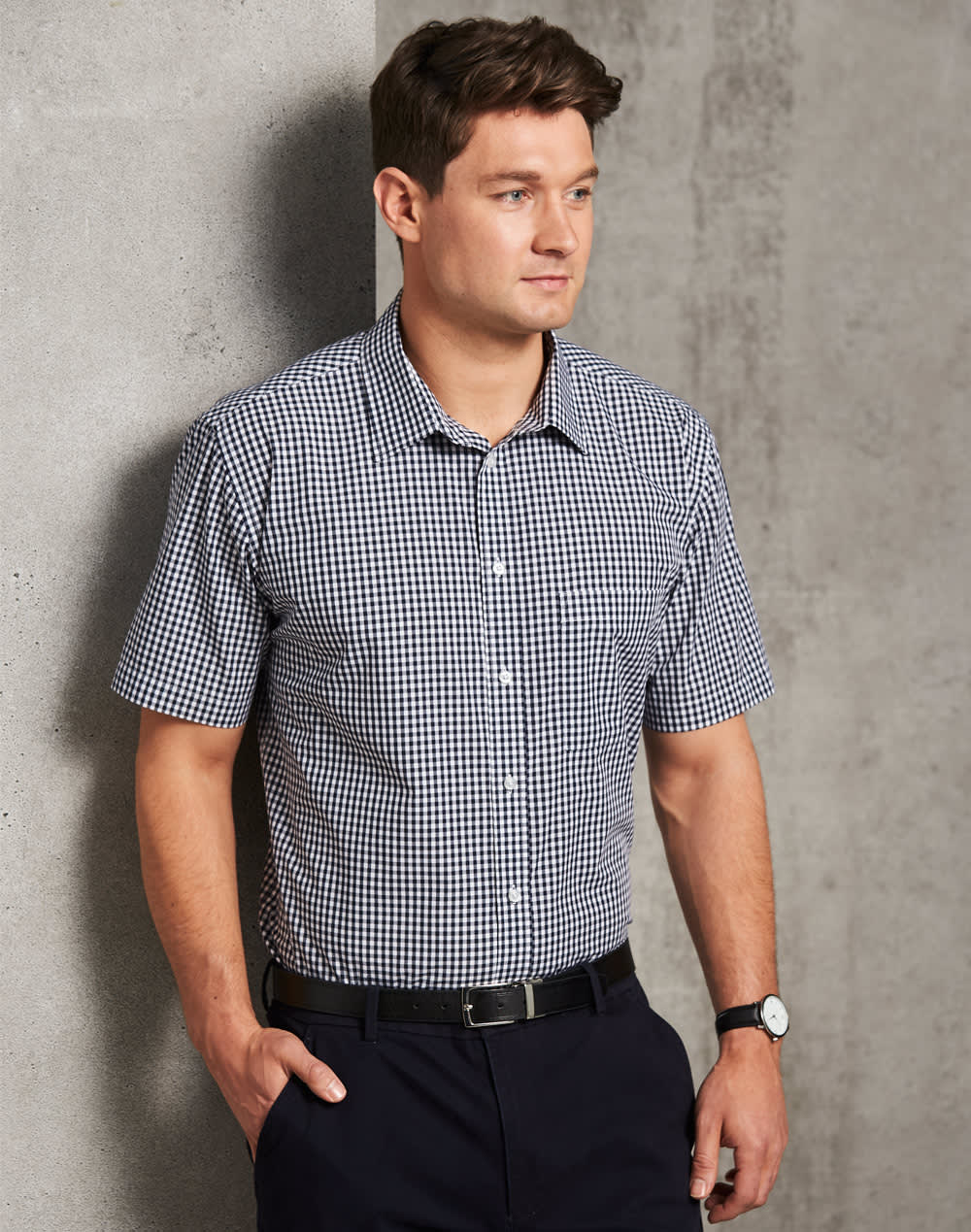 Men's Gingham Check S/S Shirt SH-M7300S