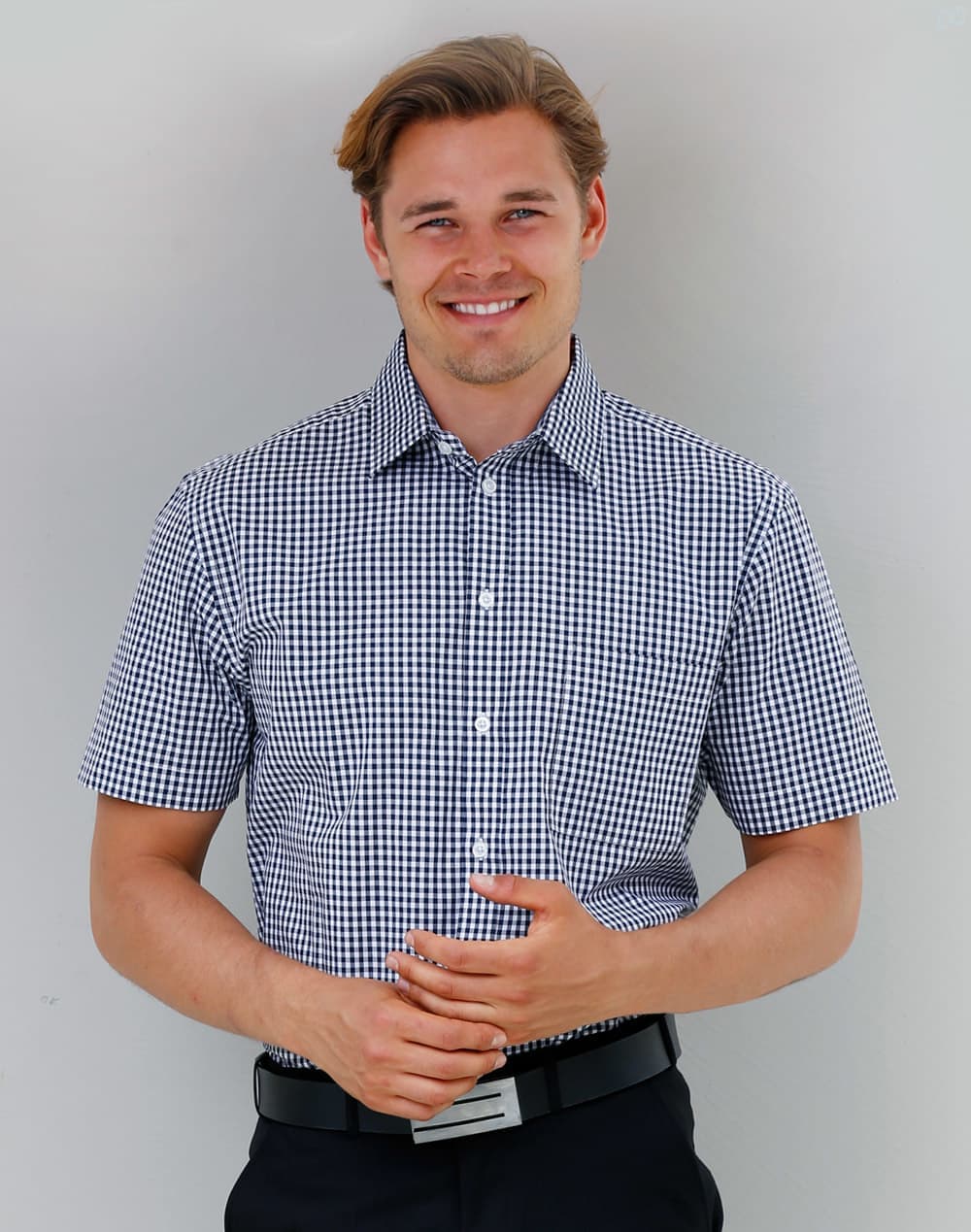 Men's Gingham Check S/S Shirt SH-M7300S