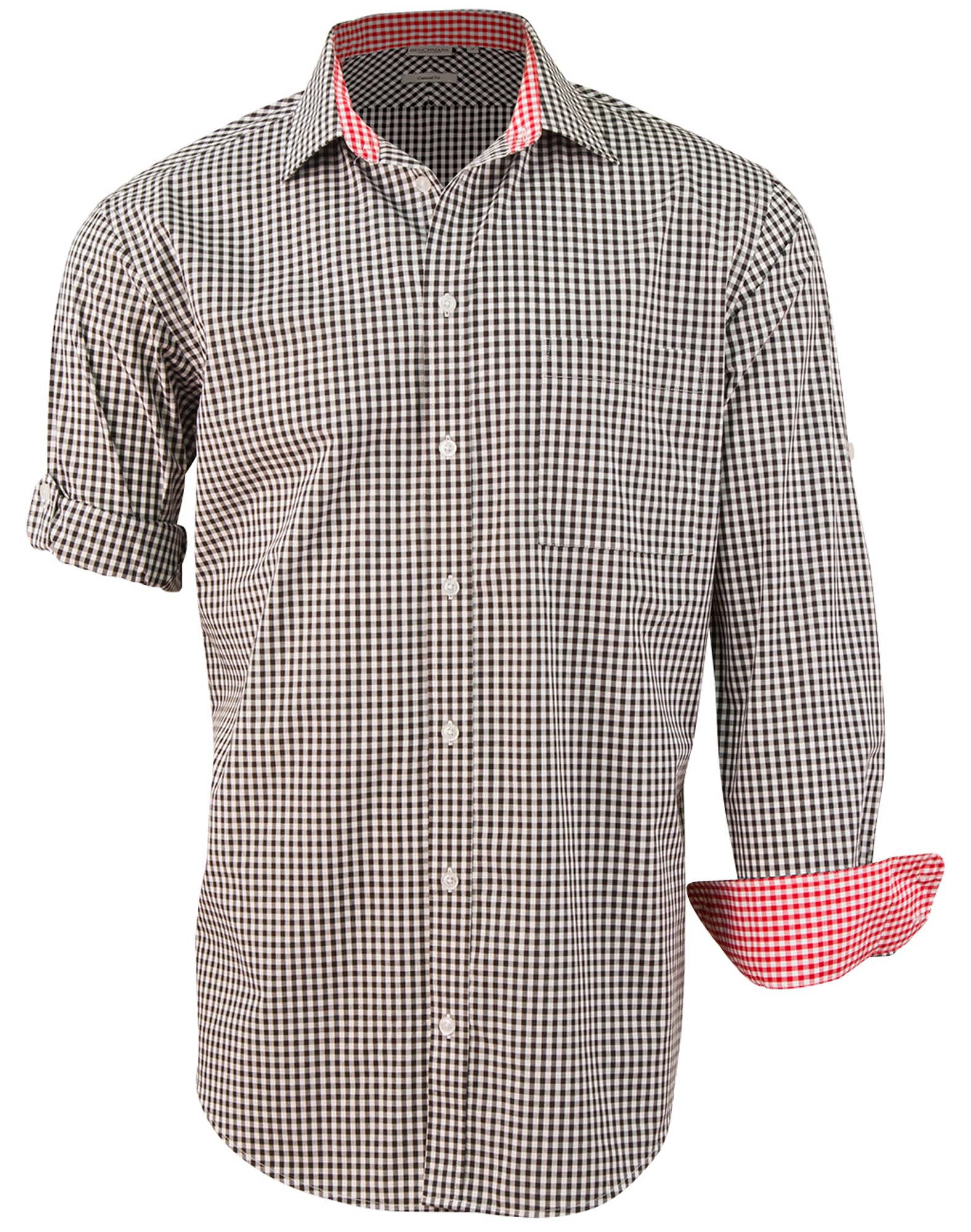 Men's Gingham Check Roll-up L/S Shirt SH-M7330L