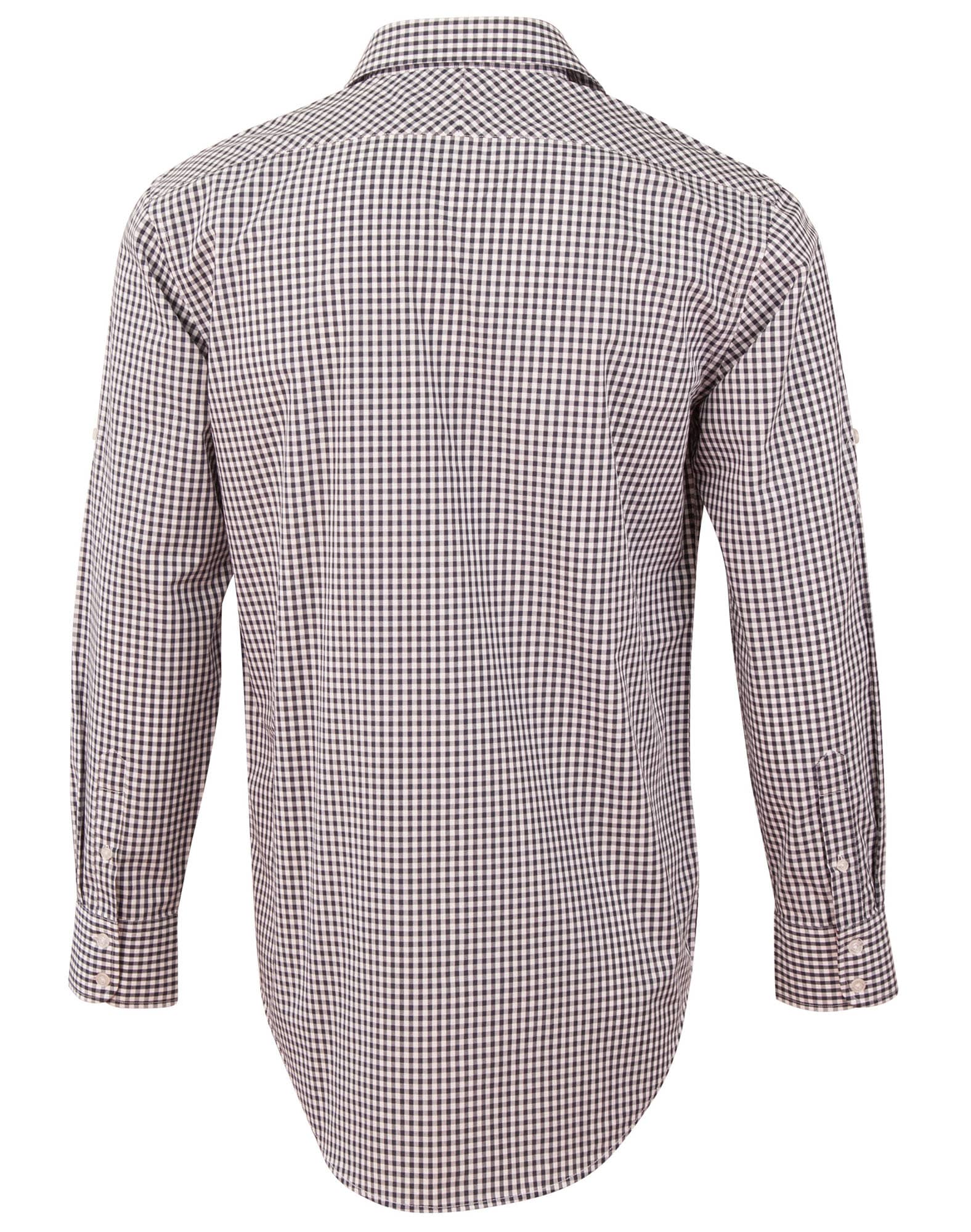 Men's Gingham Check Roll-up L/S Shirt SH-M7330L