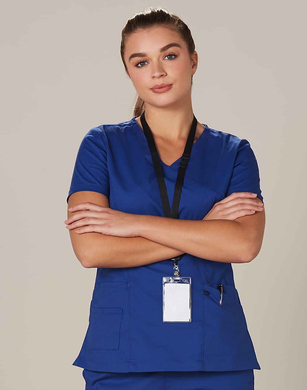 Ladies' Solid Colour S/S Scrub Top SH-M7640
