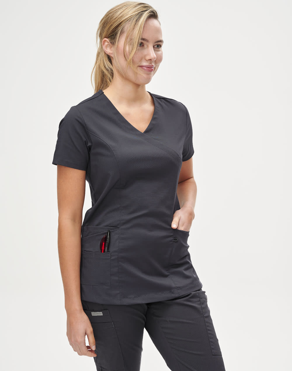 Ladies' Solid Colour S/S Scrub Top SH-M7640