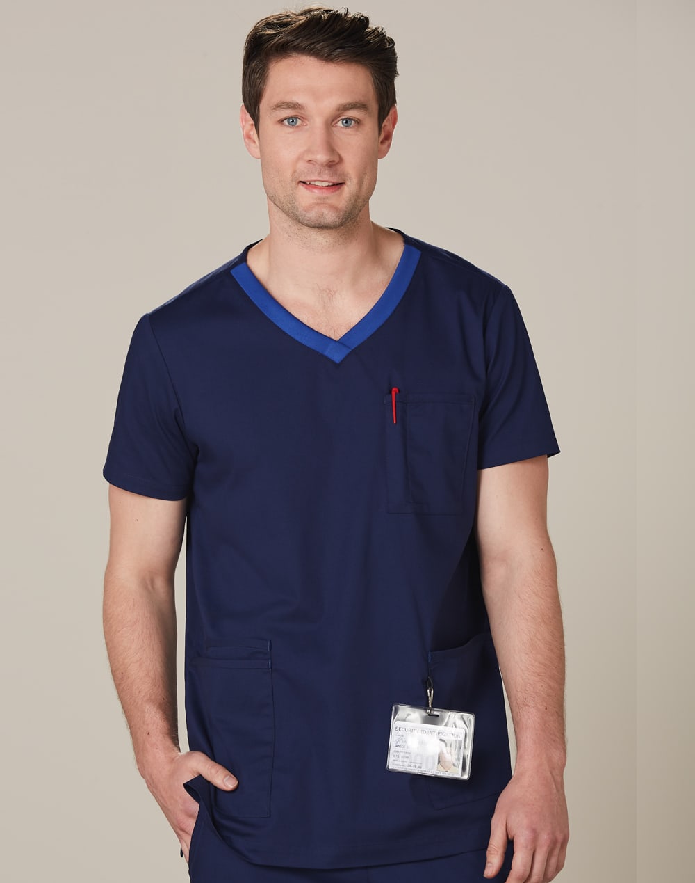 Men's Contrast Colour S/S Scrub Top SH-M7650