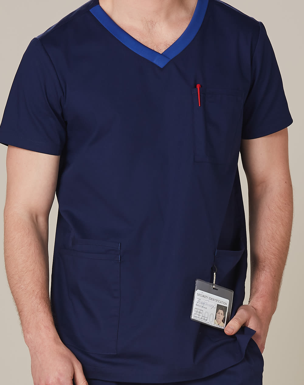 Men's Contrast Colour S/S Scrub Top SH-M7650