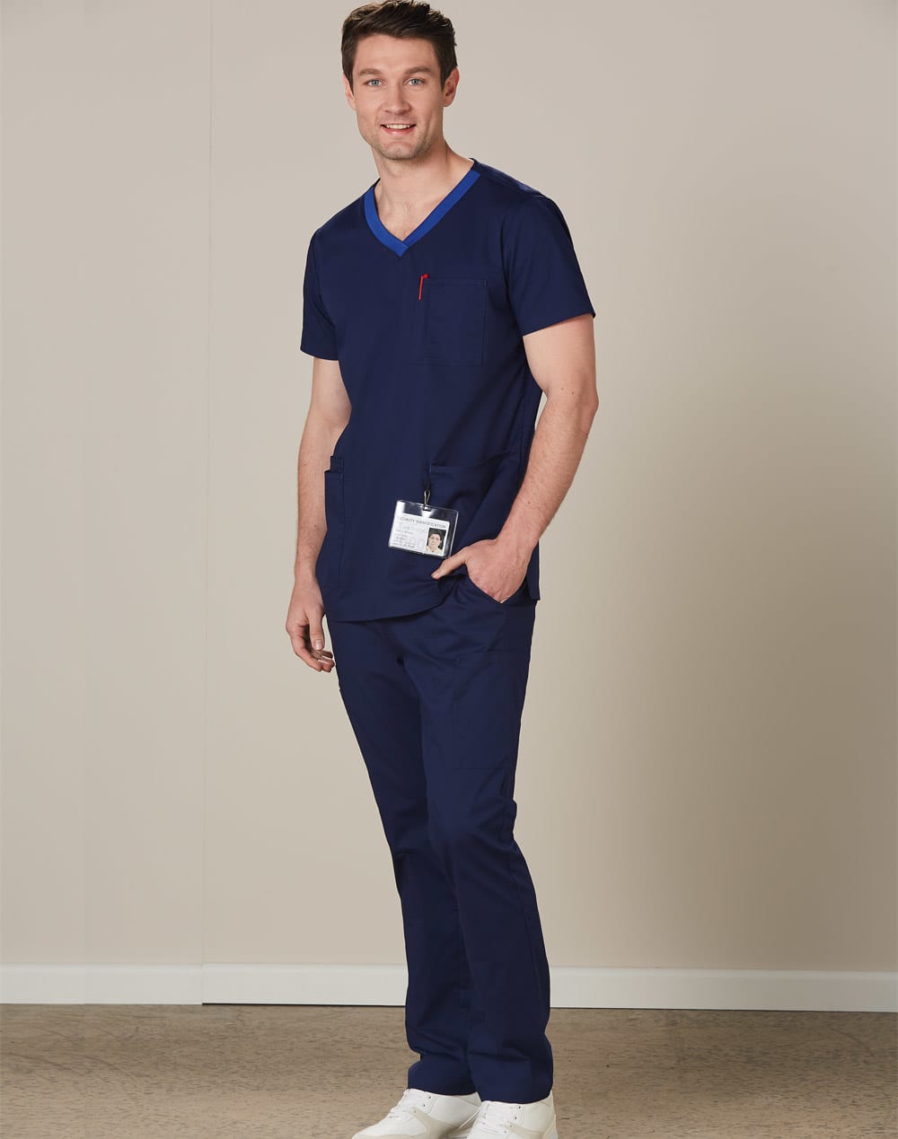 Men's Contrast Colour S/S Scrub Top SH-M7650
