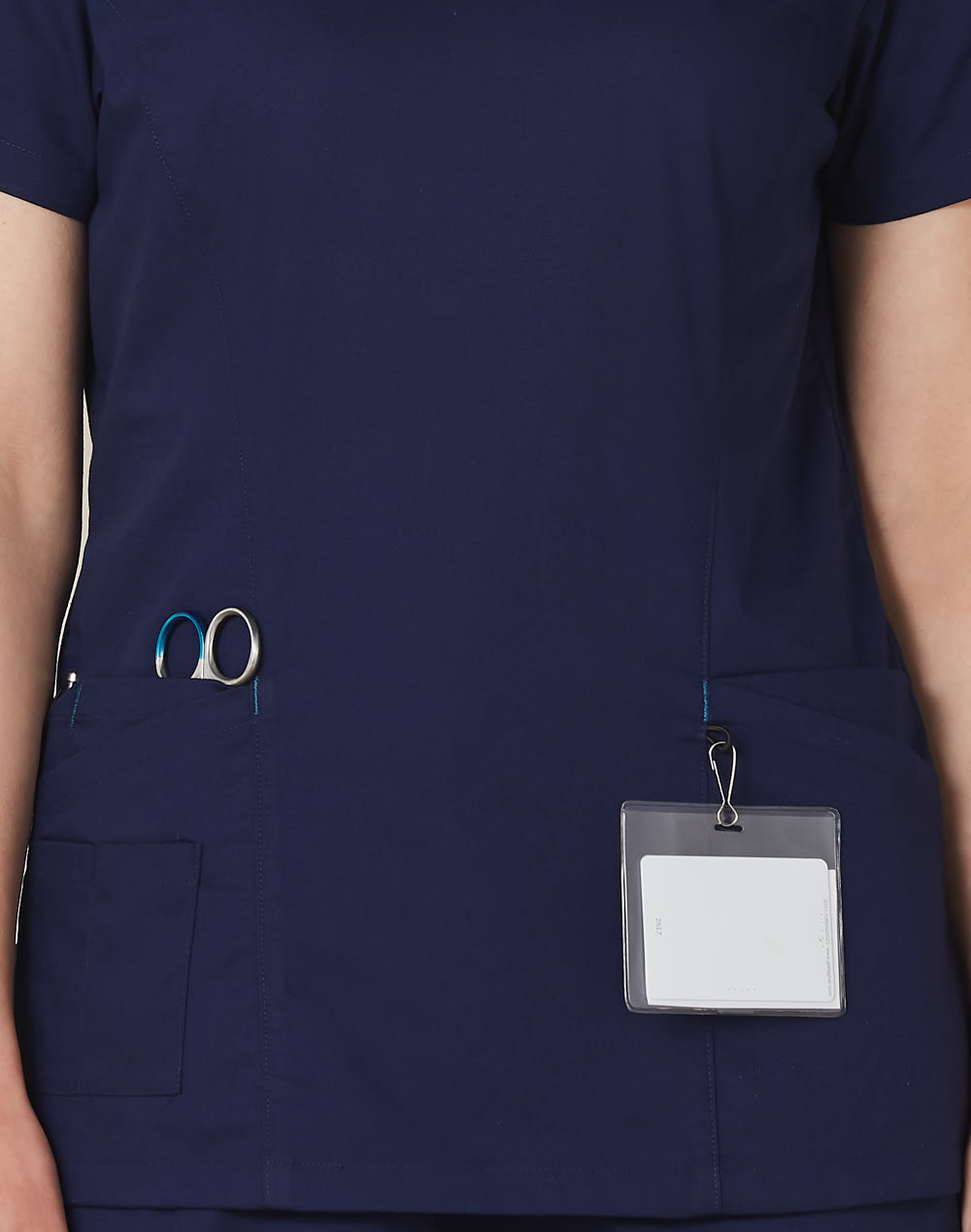 Ladies' Contrast Colour S/S Scrub Top SH-M7660