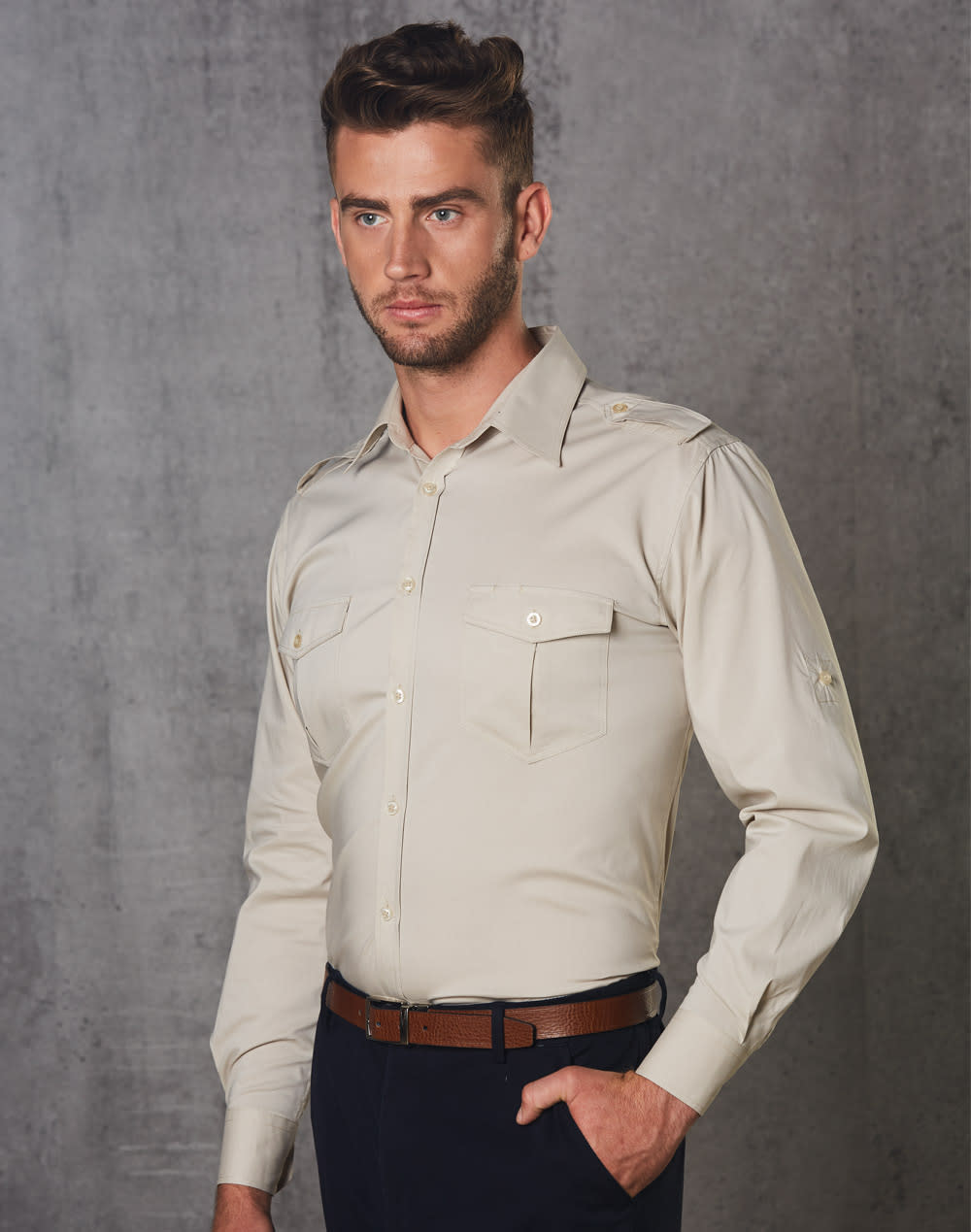 Men's Long Sleeve Military Shirt SH-M7912