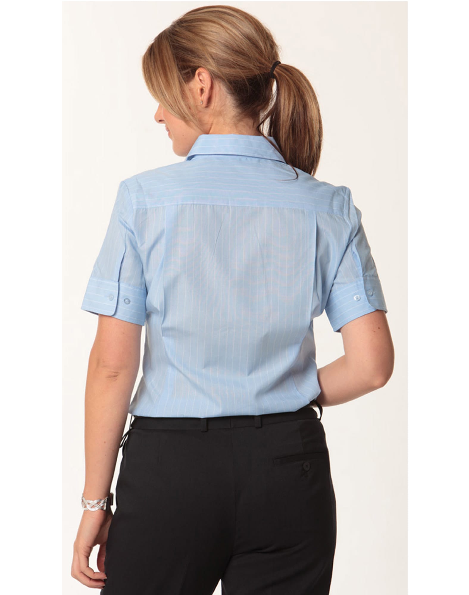 Women's Pin Stripe Short Sleeve Shirt SH-M8224