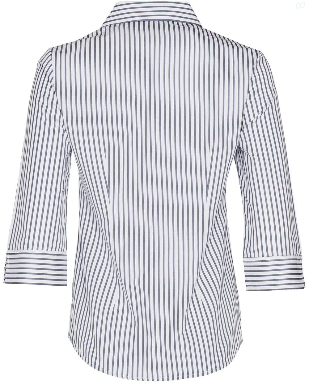 Women's Sateen Stripe 3/4 Sleeve Shirt SH-M8310Q