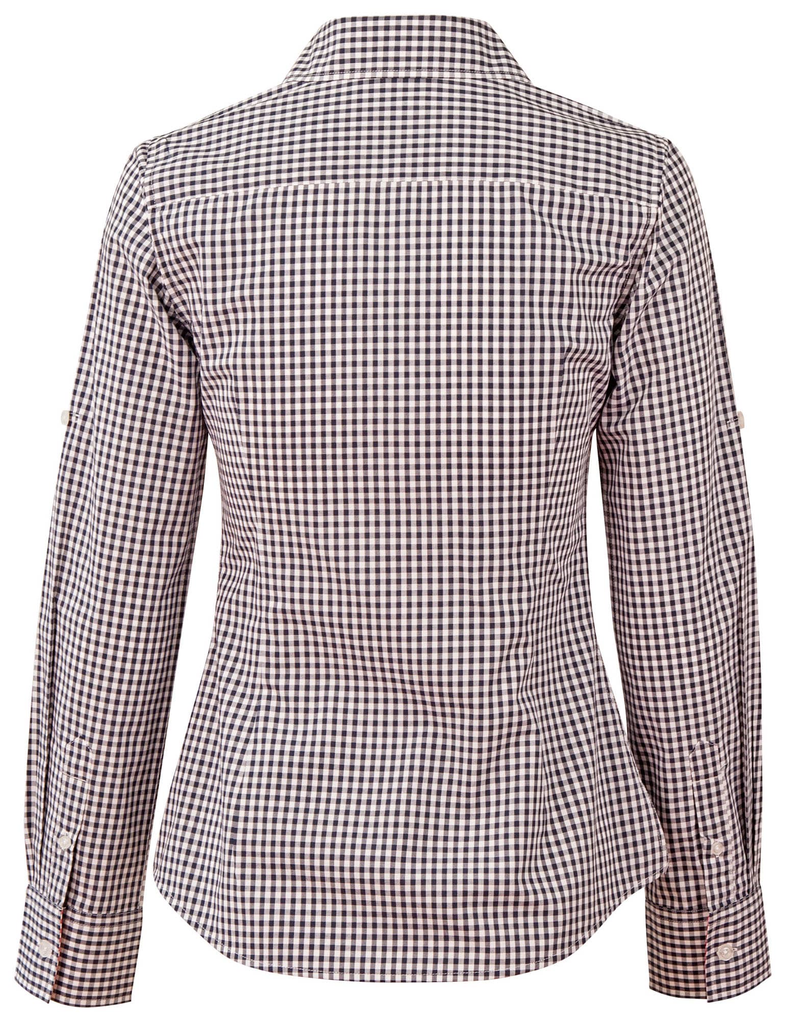 Women's Gingham Check Roll-up L/S Shirt SH-M8330L