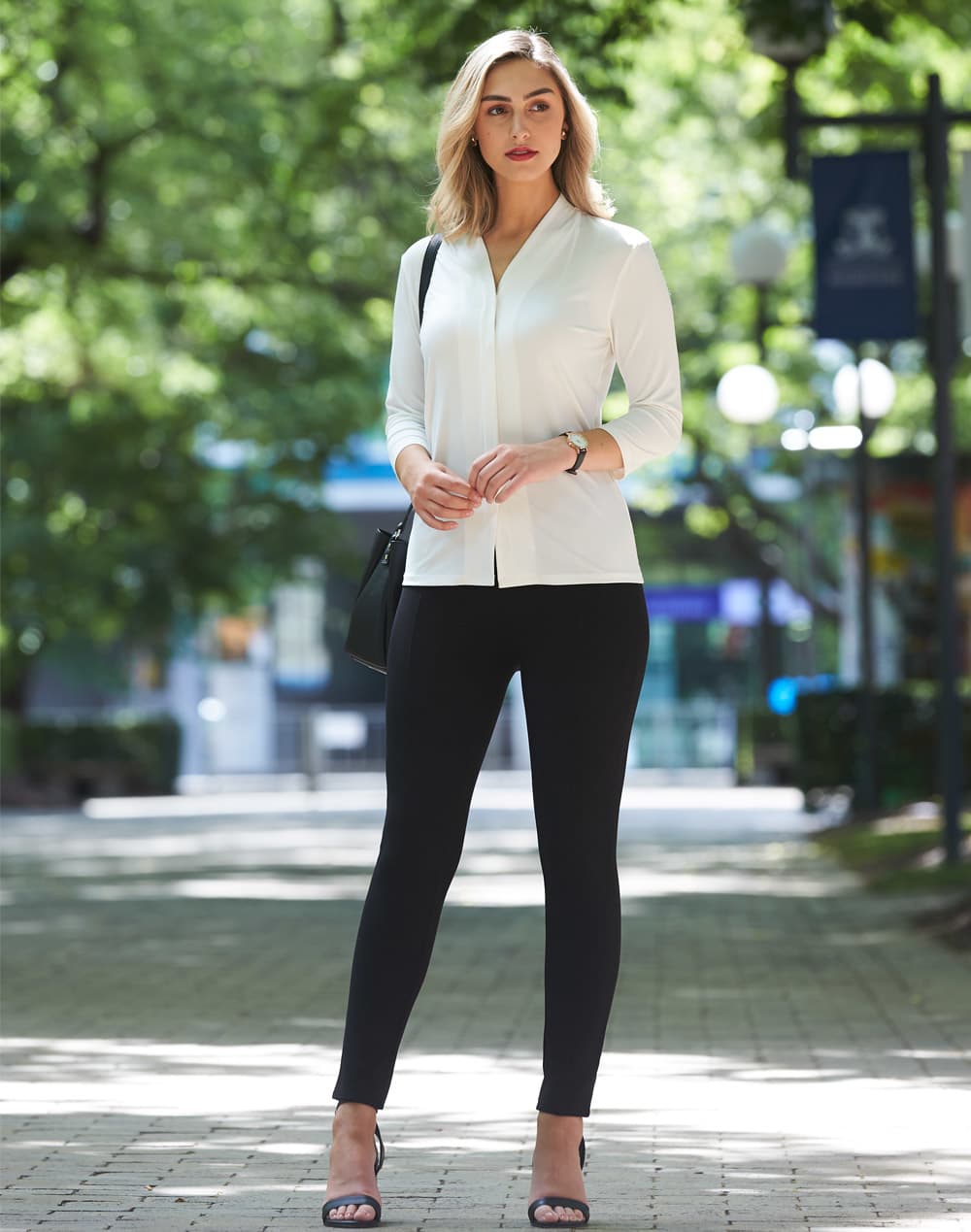 Ladies' Mid Sleeve Shawline Knit Top SH-M8830