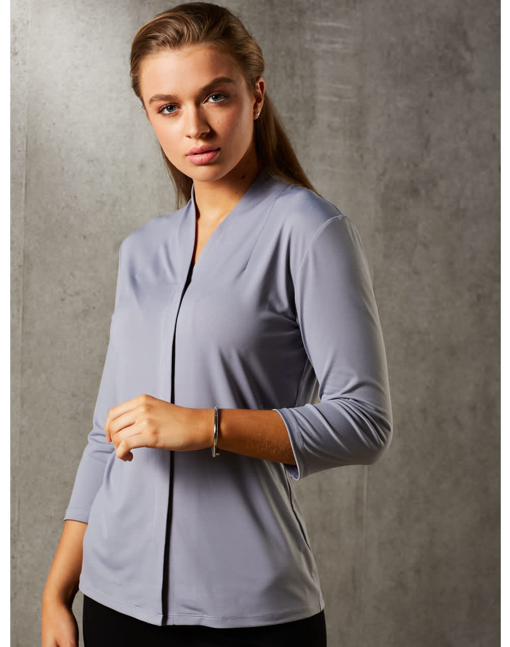 Ladies' Mid Sleeve Shawline Knit Top SH-M8830