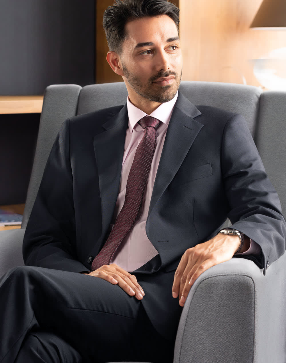 Men's Two Buttons Jacket in Wool Stretch SH-M9100