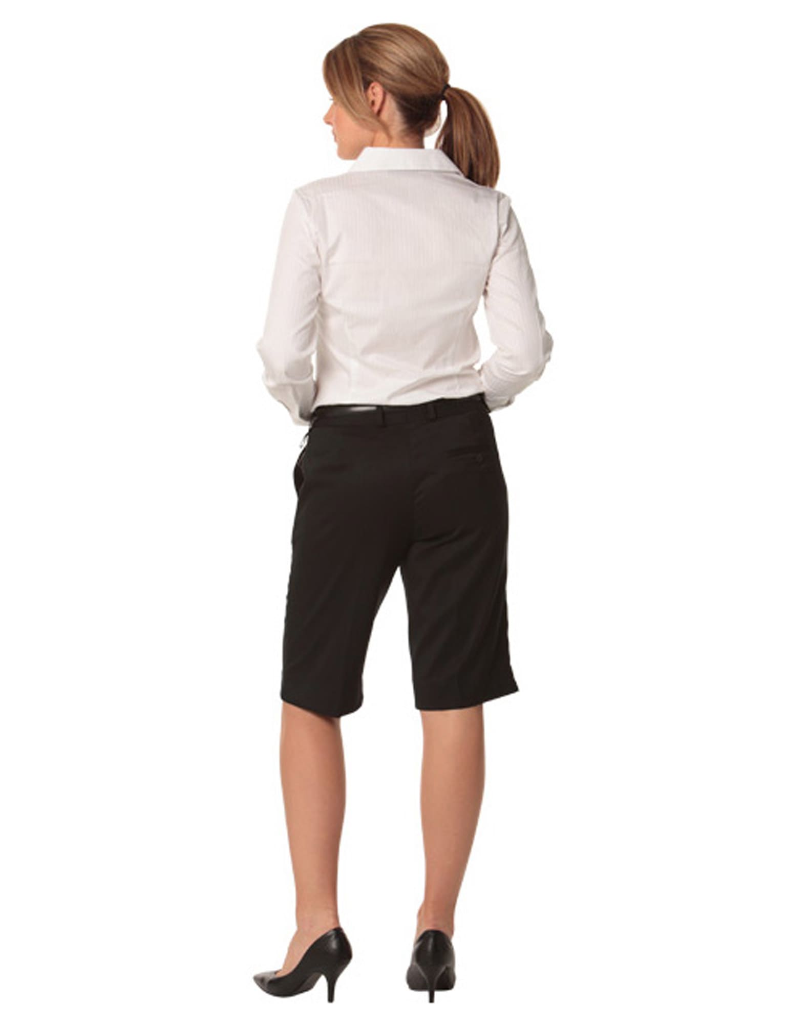 Women's Knee Length Flexi Waist Shorts in Poly/Viscose Stretch SH-M9441