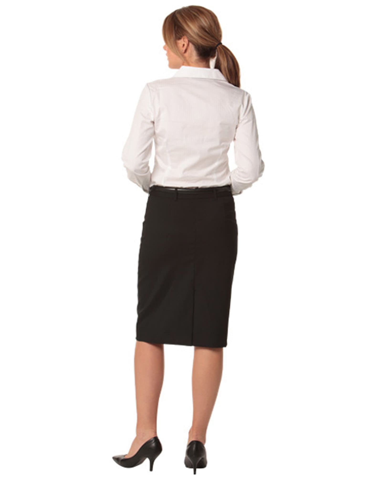 Women's Mid Length Lined Pencil Skirt in Wool Stretch SH-M9470