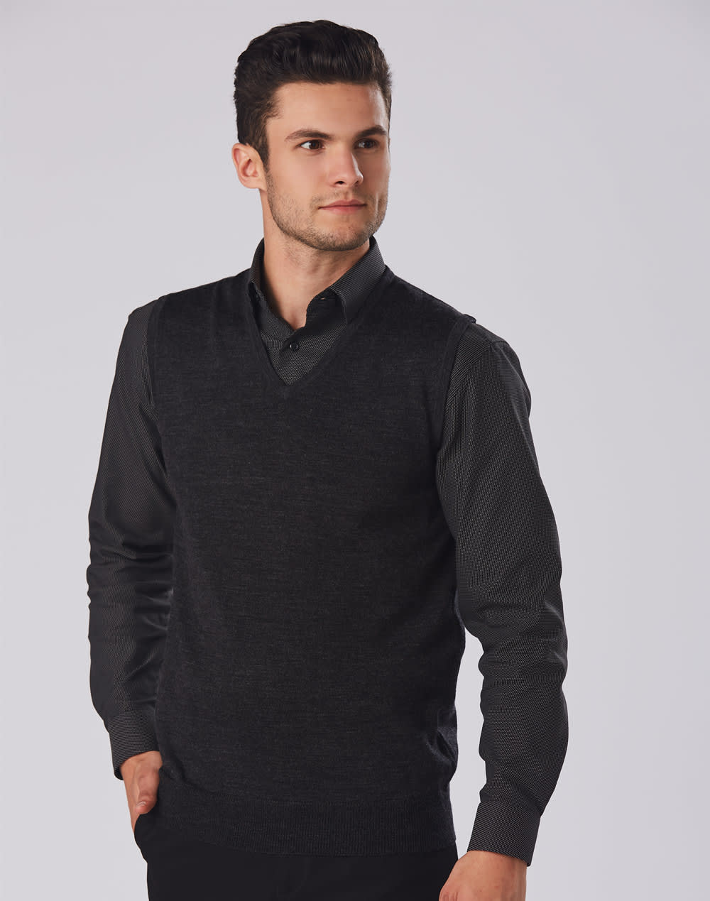 Men's 100% Merino Wool V Neck Vest SH-M9501