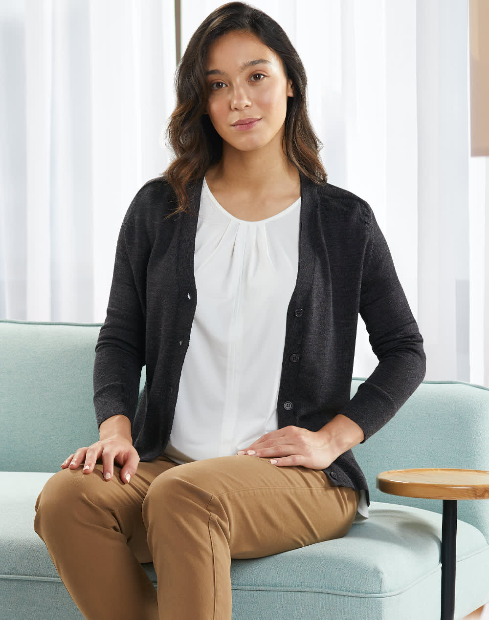 Women's 100% Merino Wool L/S Cardigan SH-M9602