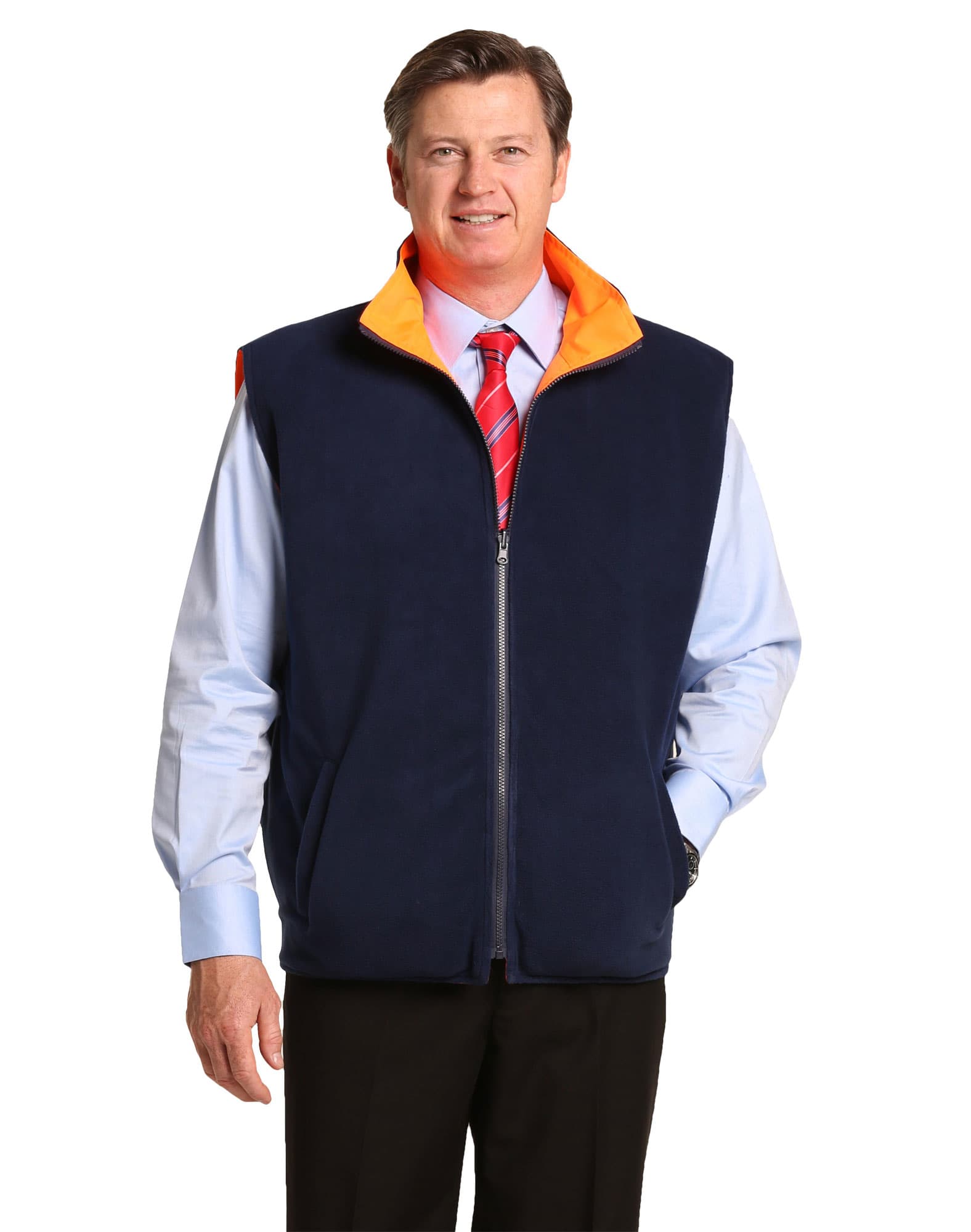 Hi-Vis Reversible Mandarine Collar Safety Vest With 3M Tapes SH-SW49