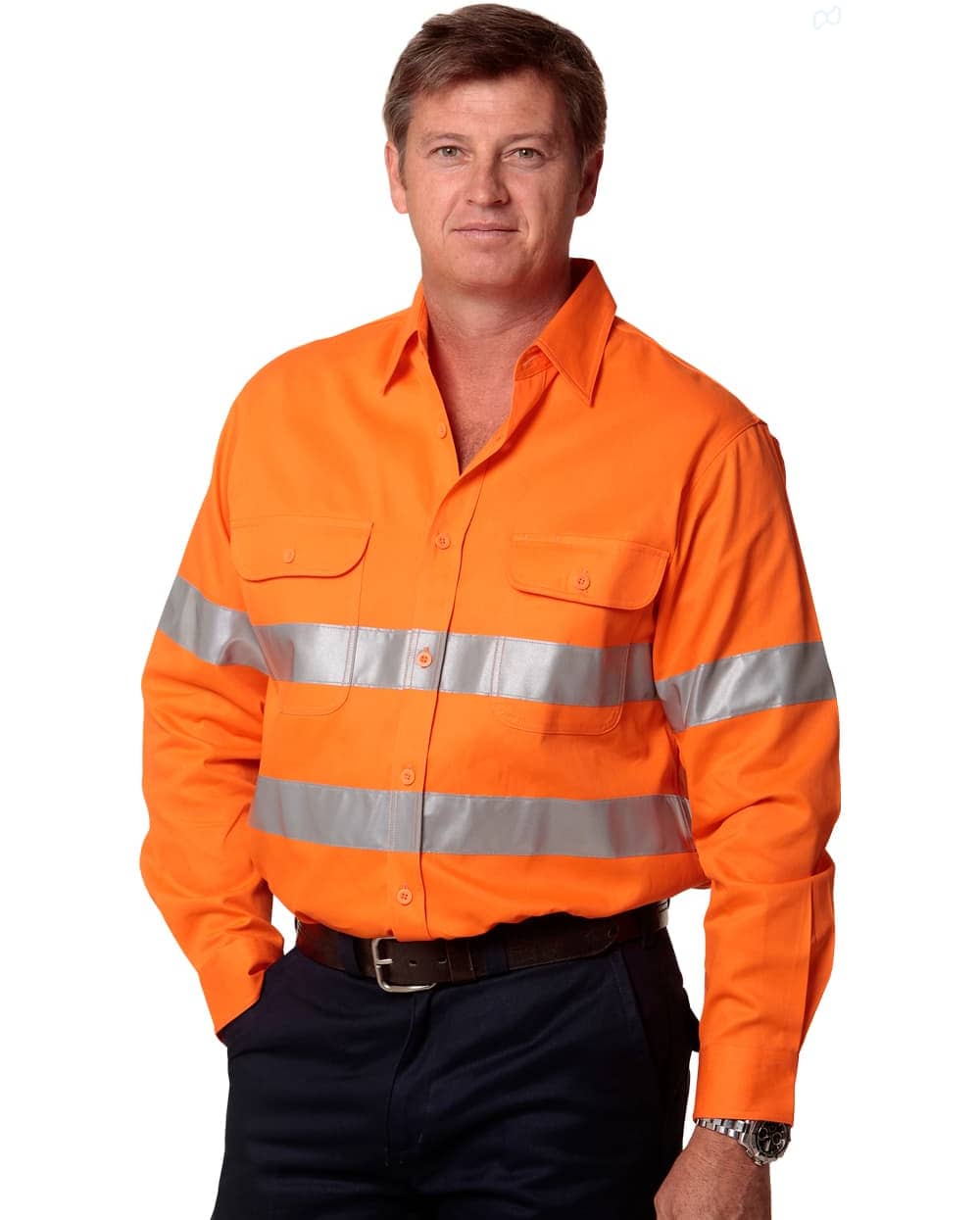 Men's Hi-Vis L/S Drill Shirt With 3M Tapes SH-SW52