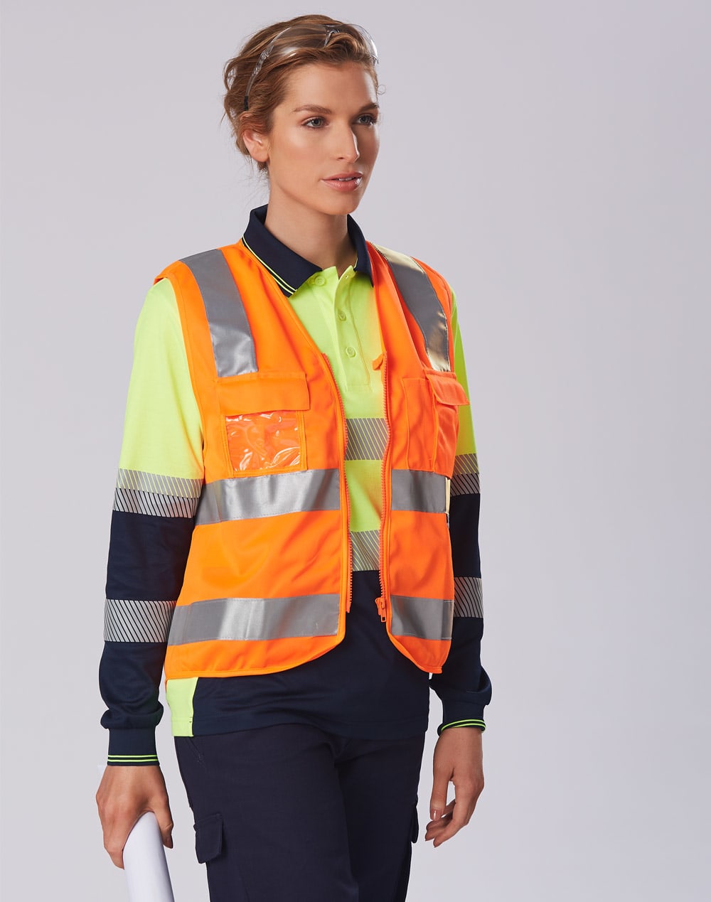Hi-Vis Safety Vest with ID Pocket & R/F Tapes SH-SW42
