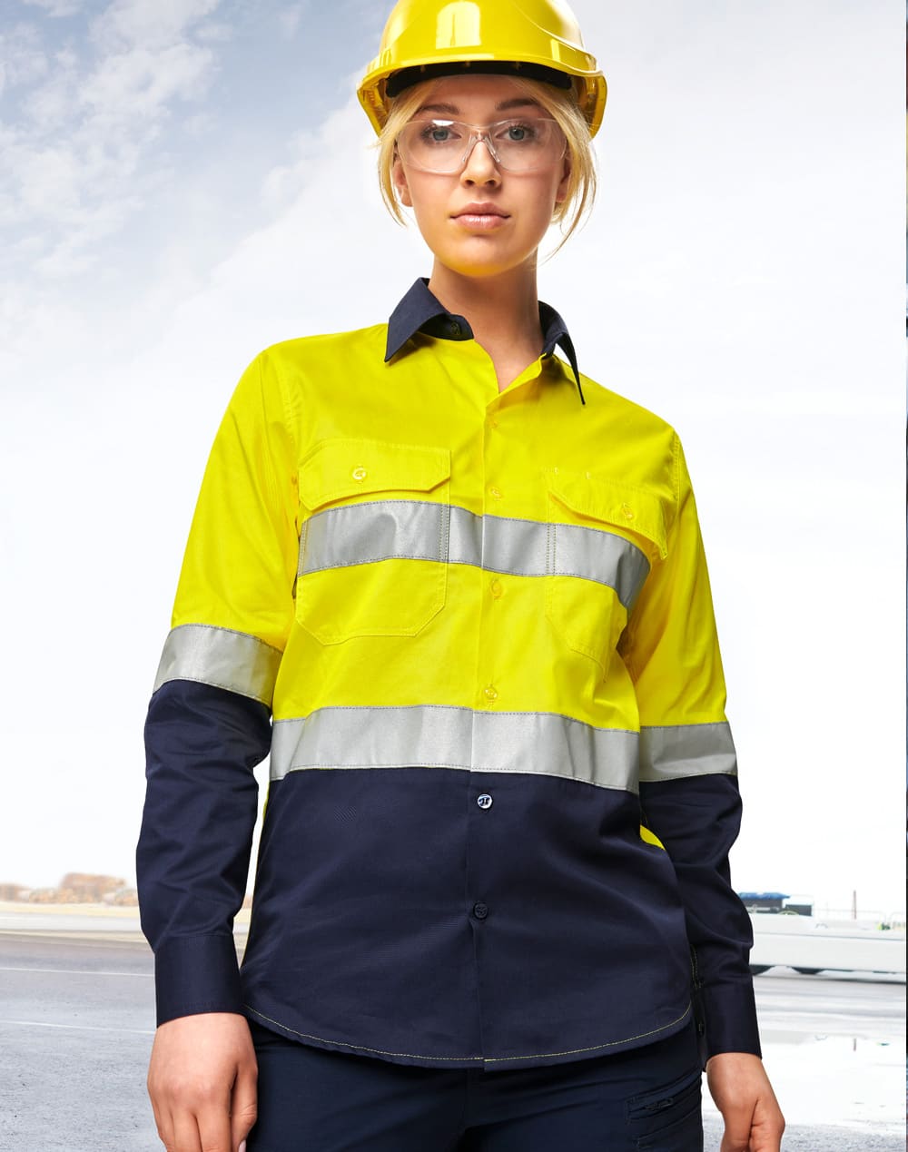 Hi-Vis Cool-Breeze Safety L/S Shirt (Generic Tape) SH-SW82
