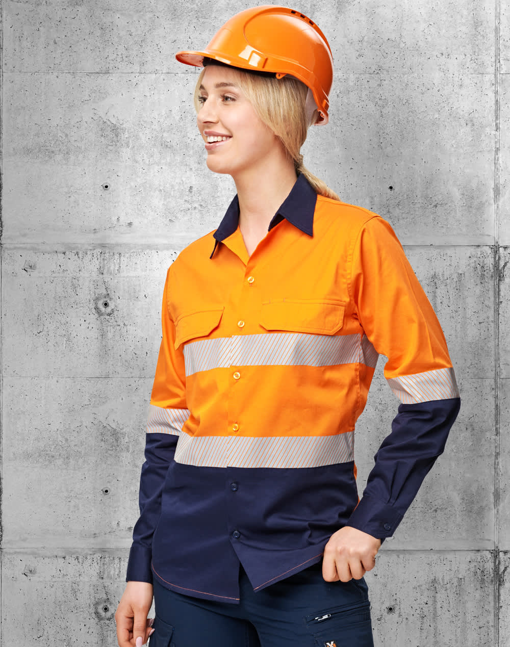 Hi-Vis Cool-Breeze Safety L/S Shirt (Segmented Tape) SH-SW83