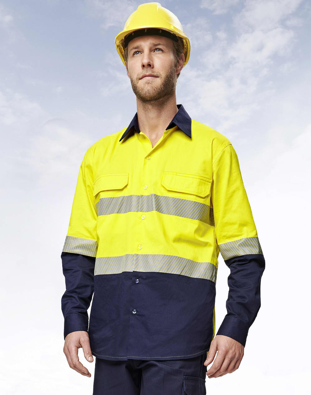 Hi-Vis Cool-Breeze Safety L/S Shirt (Segmented Tape) SH-SW83