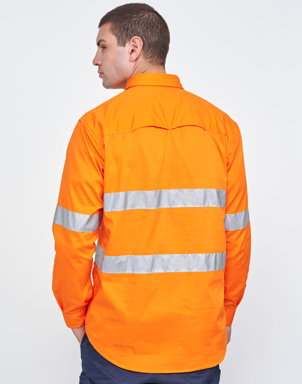 Hi Vis Cool-Breeze Closed Front L/S Shirt (Perforated Tape) SH-SW87