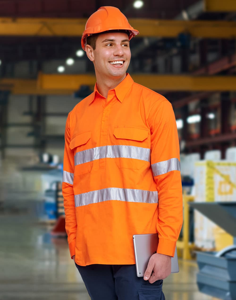 Hi Vis Cool-Breeze Closed Front L/S Shirt (Perforated Tape) SH-SW87