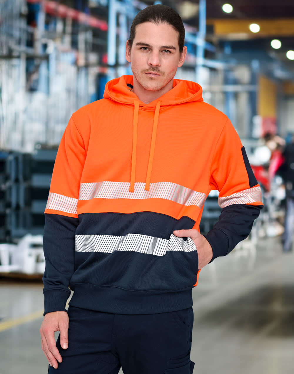 Hi-Vis Two Tone Safety Hoodie With Segmented Tapes SH-SW88
