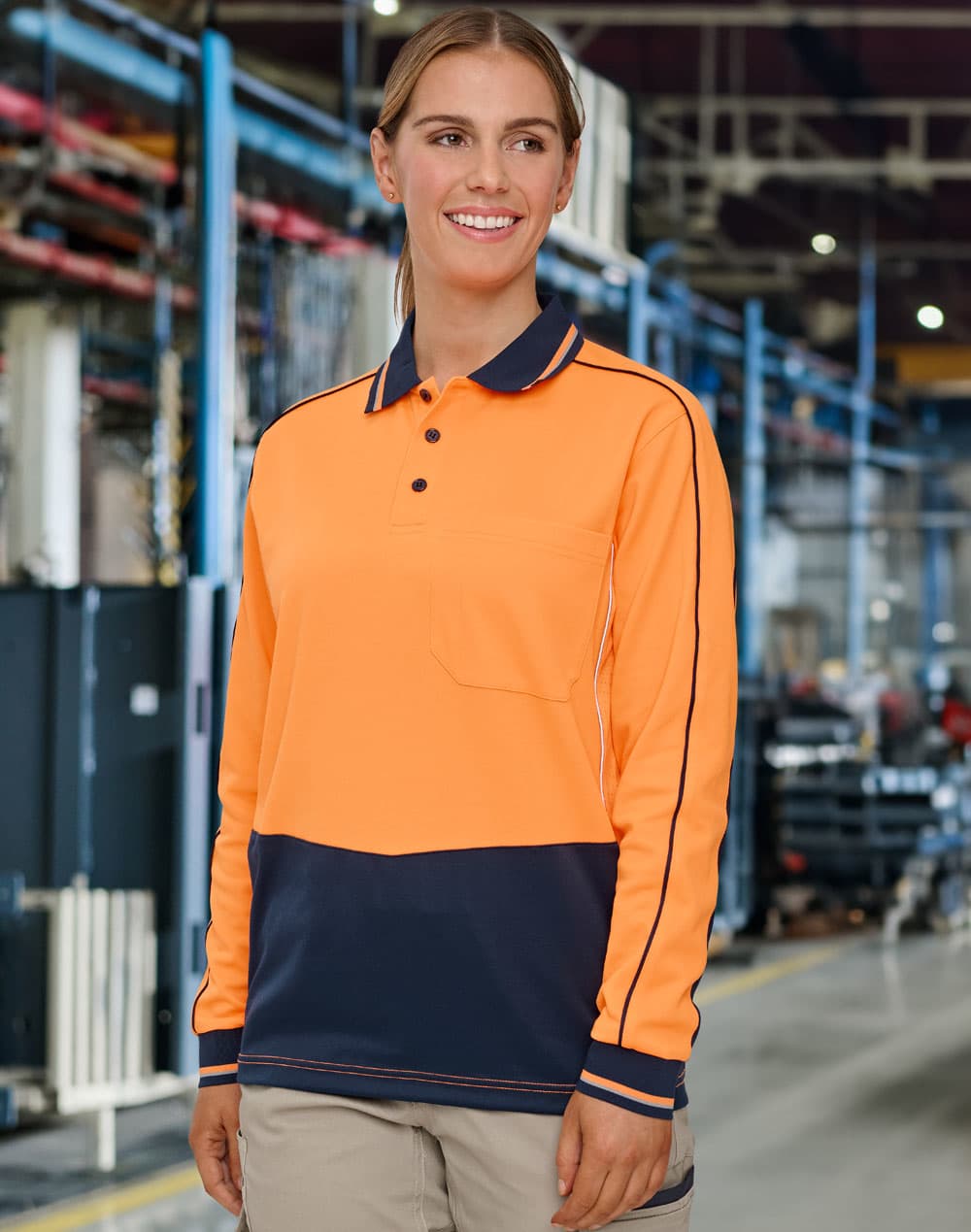 Hi-Vis Sustainable Cool-Breeze Truedry Safety L/S Polo SH-SW90