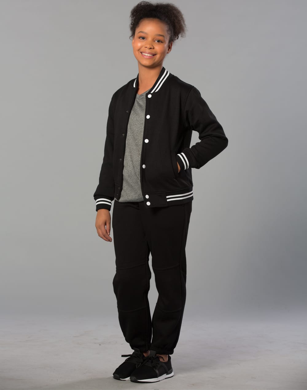 Kid's fleecy trackpants with Zip, Cuffs and knee padding SH-TP01K