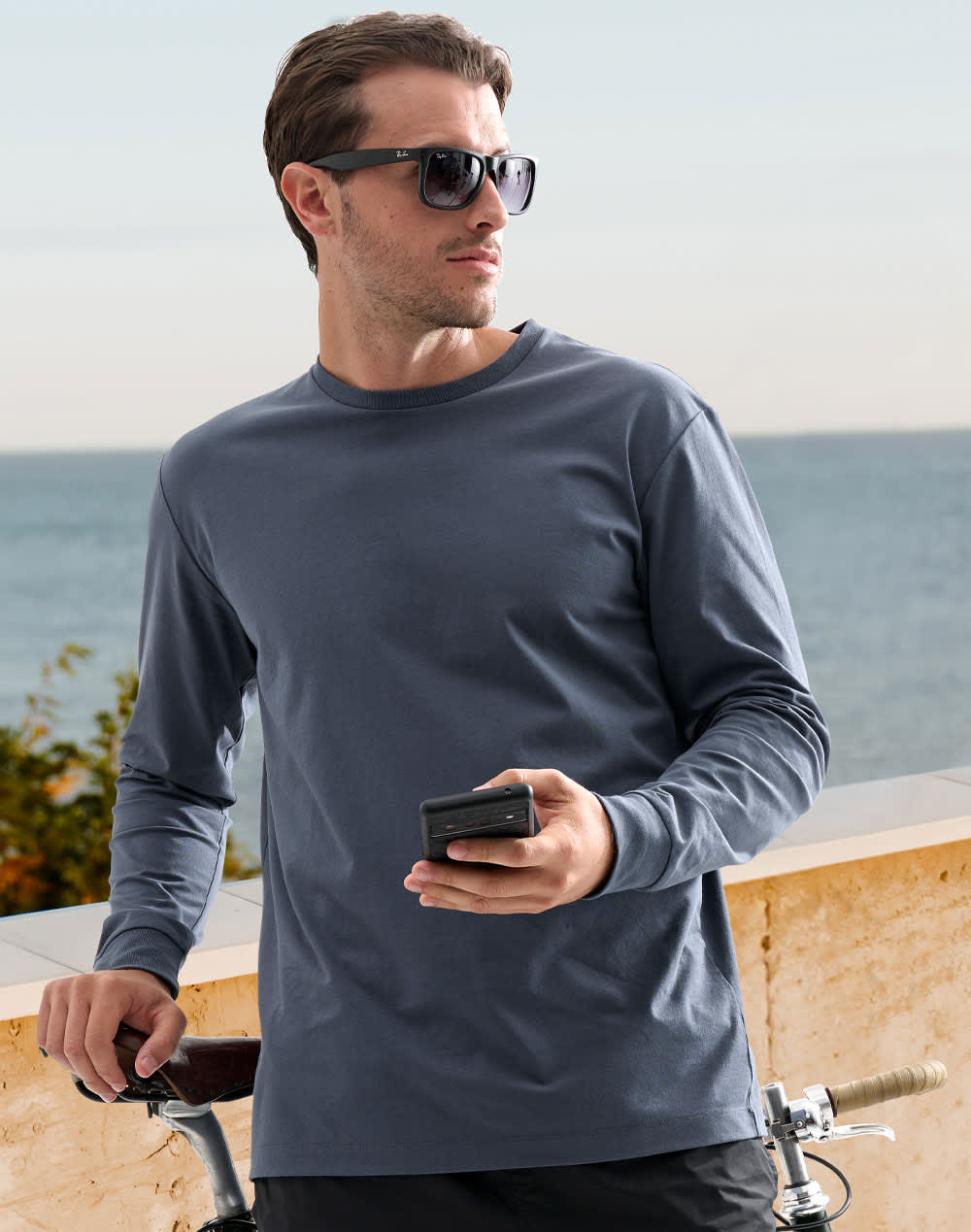 Men's Premium Cotton Face L/S Tee Shirt SH-TS47
