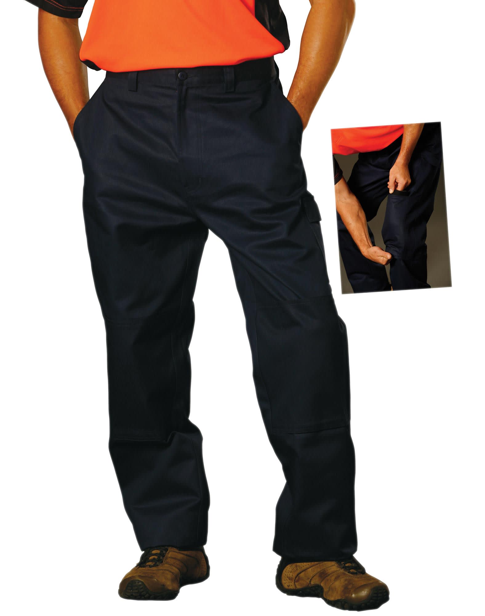 Men's Cotton Drill Pre-shrunk Cargo Pants With Knee Pads SH-WP03