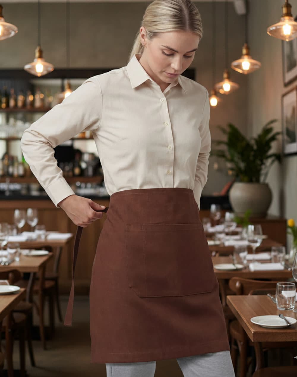 [AP06(M3100)] Canvas Short Waist Apron SH-AP06(M3100)