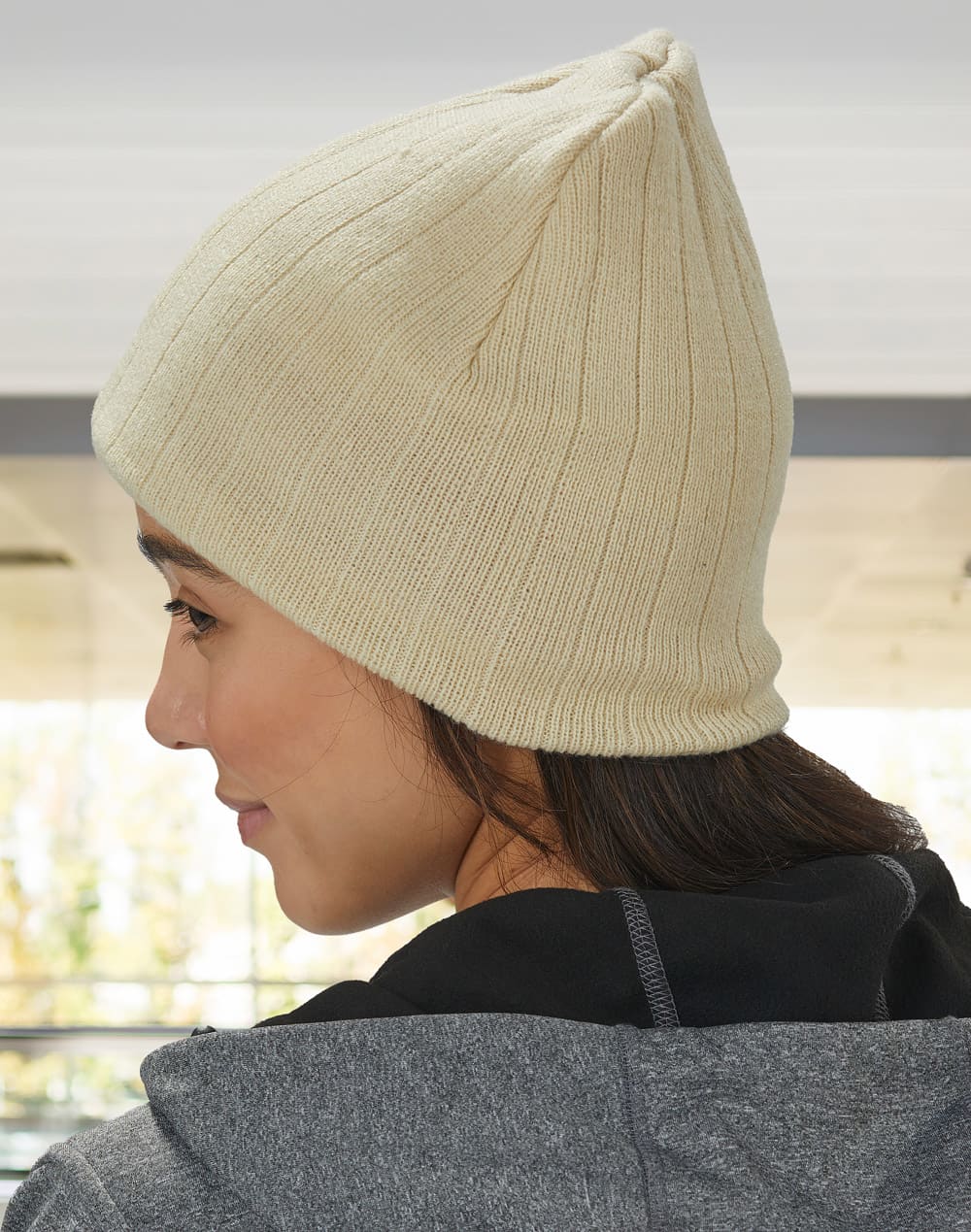 Cable Knit Beanie With Fleece Head Band