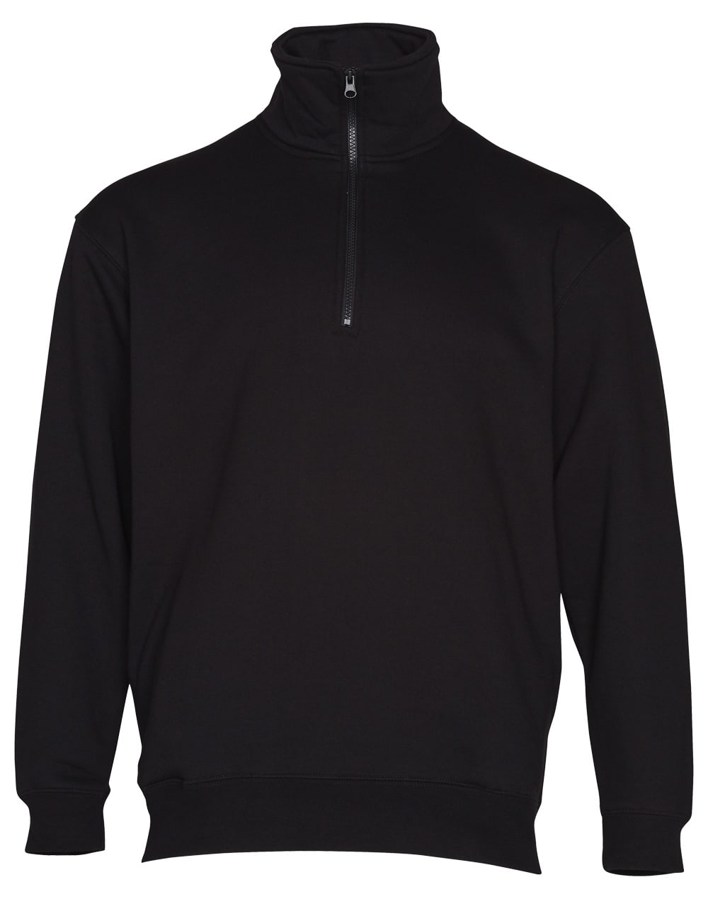 Adults American Style 1/2 Collar Fleecy Sweat Top FL02 | Black