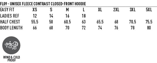 Unisex Close Front Fleecy Hoodie FL09 | 