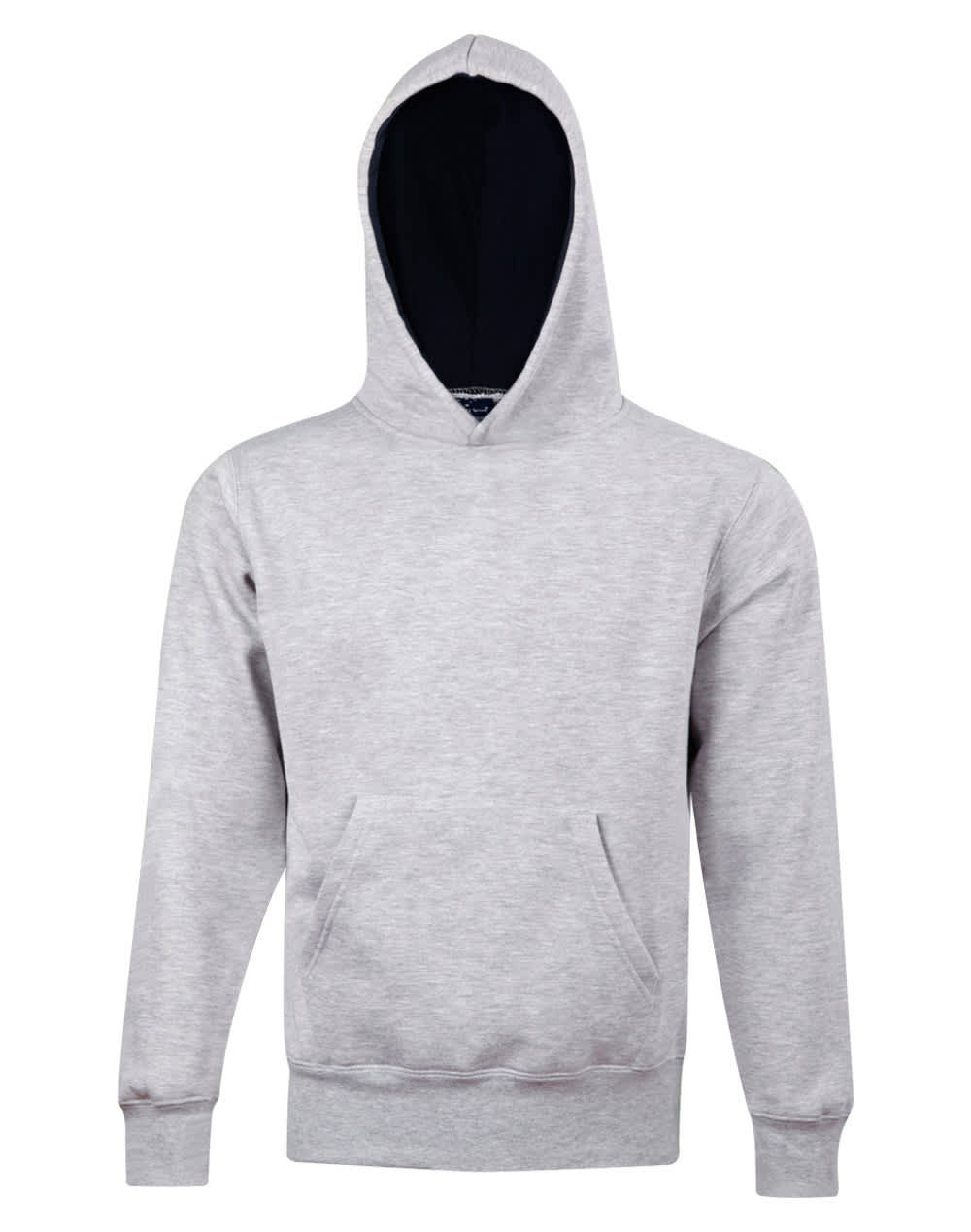 Kids Unisex Close Front Fleecy Hoodie FL09K | Grey/Navy