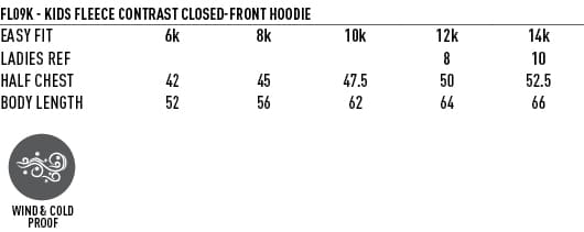 Kids Unisex Close Front Fleecy Hoodie FL09K | 