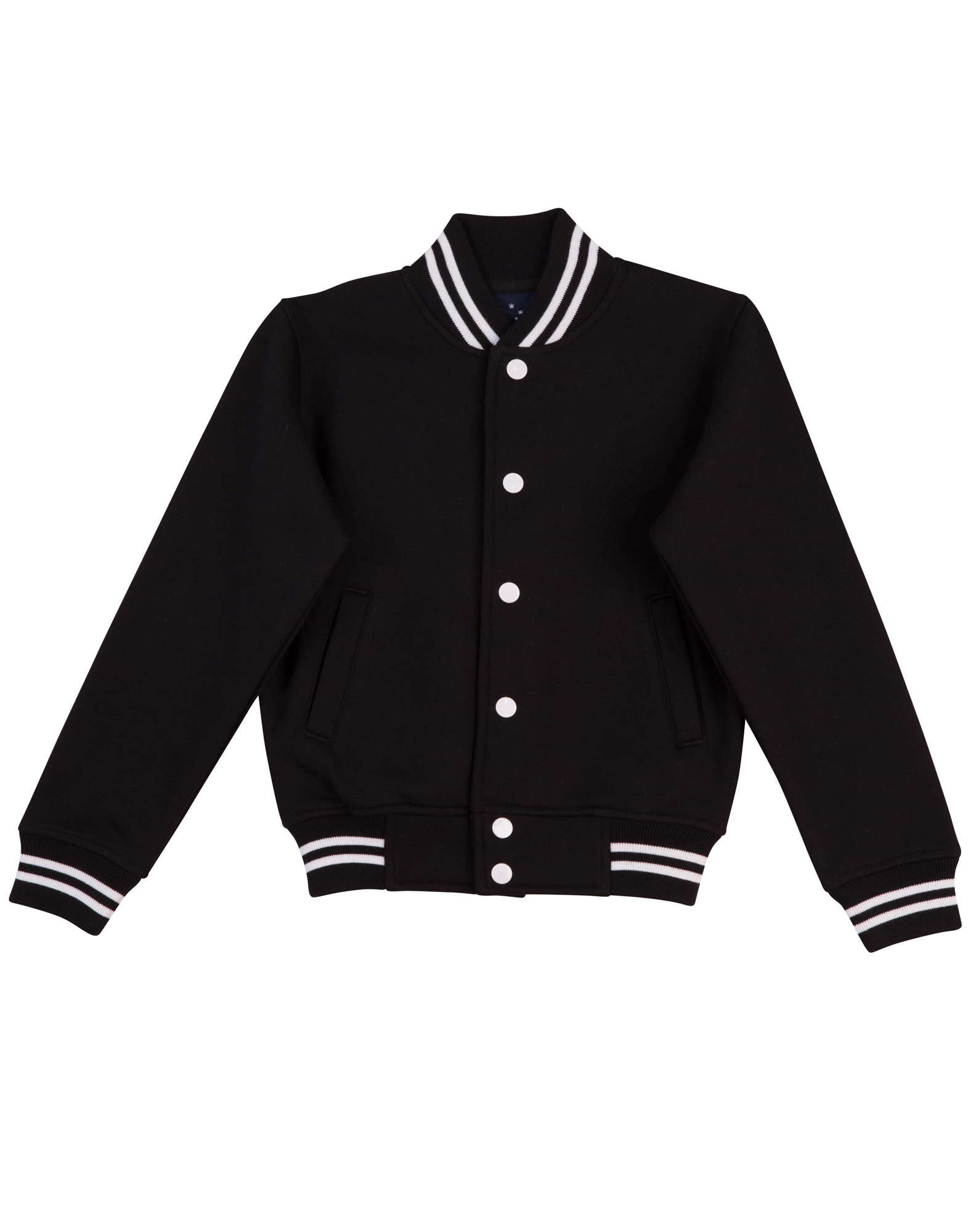 Unisex Fleece Varsity Jacket FL11 | Black/White