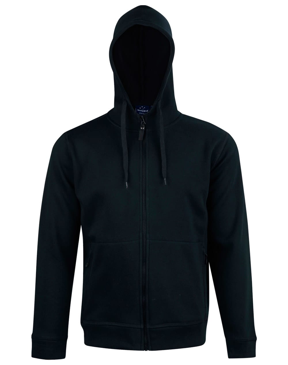 Mens Full Zip Contrast Bonded Fleece Hoodie FL17 | Black/Black