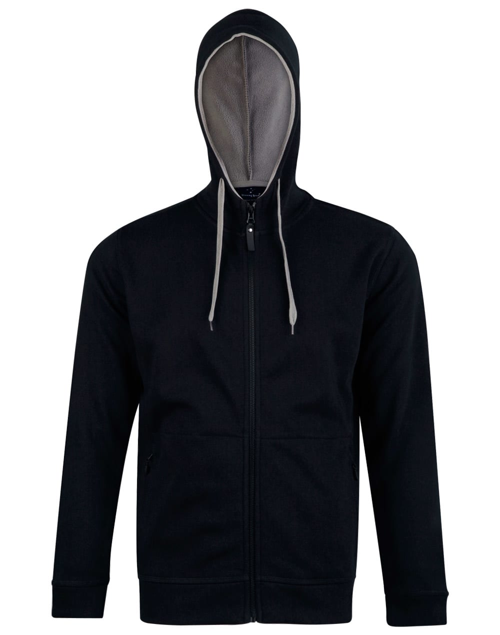 Mens Full Zip Contrast Bonded Fleece Hoodie FL17 | Black/Grey