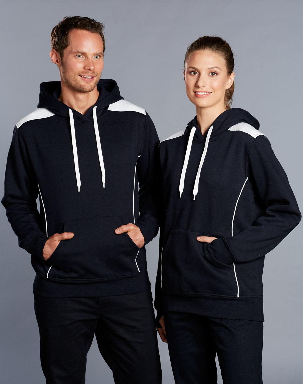 Adults Close Front Contrast Fleece Hoodie FL19