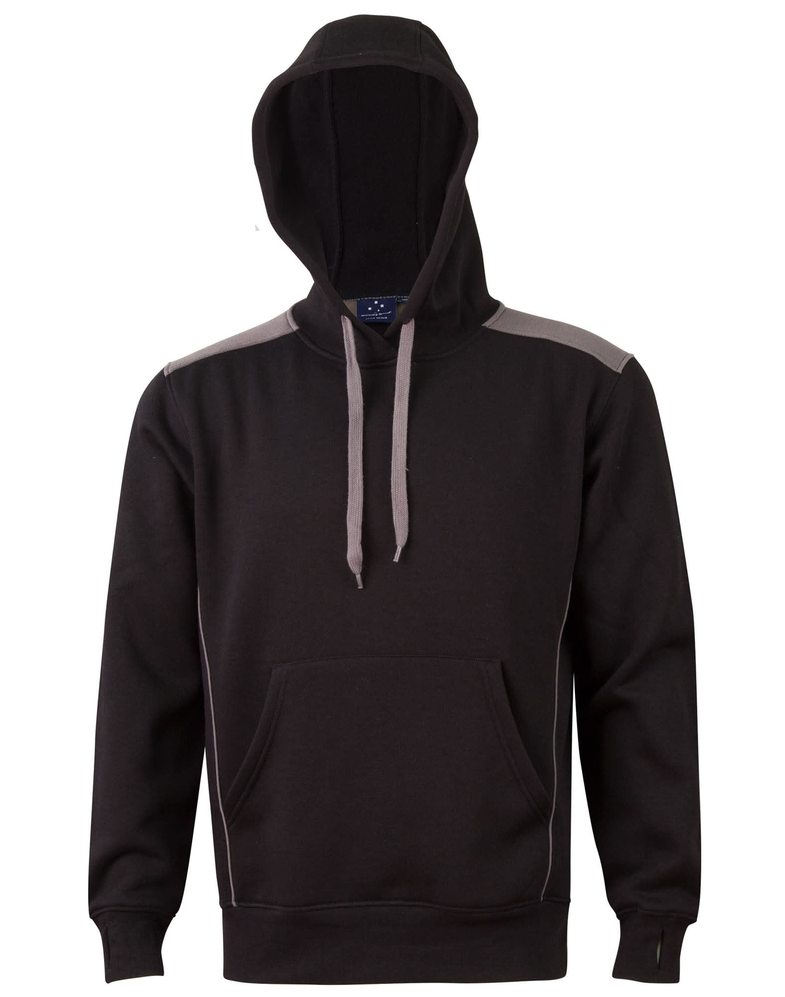 Adults Close Front Contrast Fleece Hoodie FL19 | Black/Ash