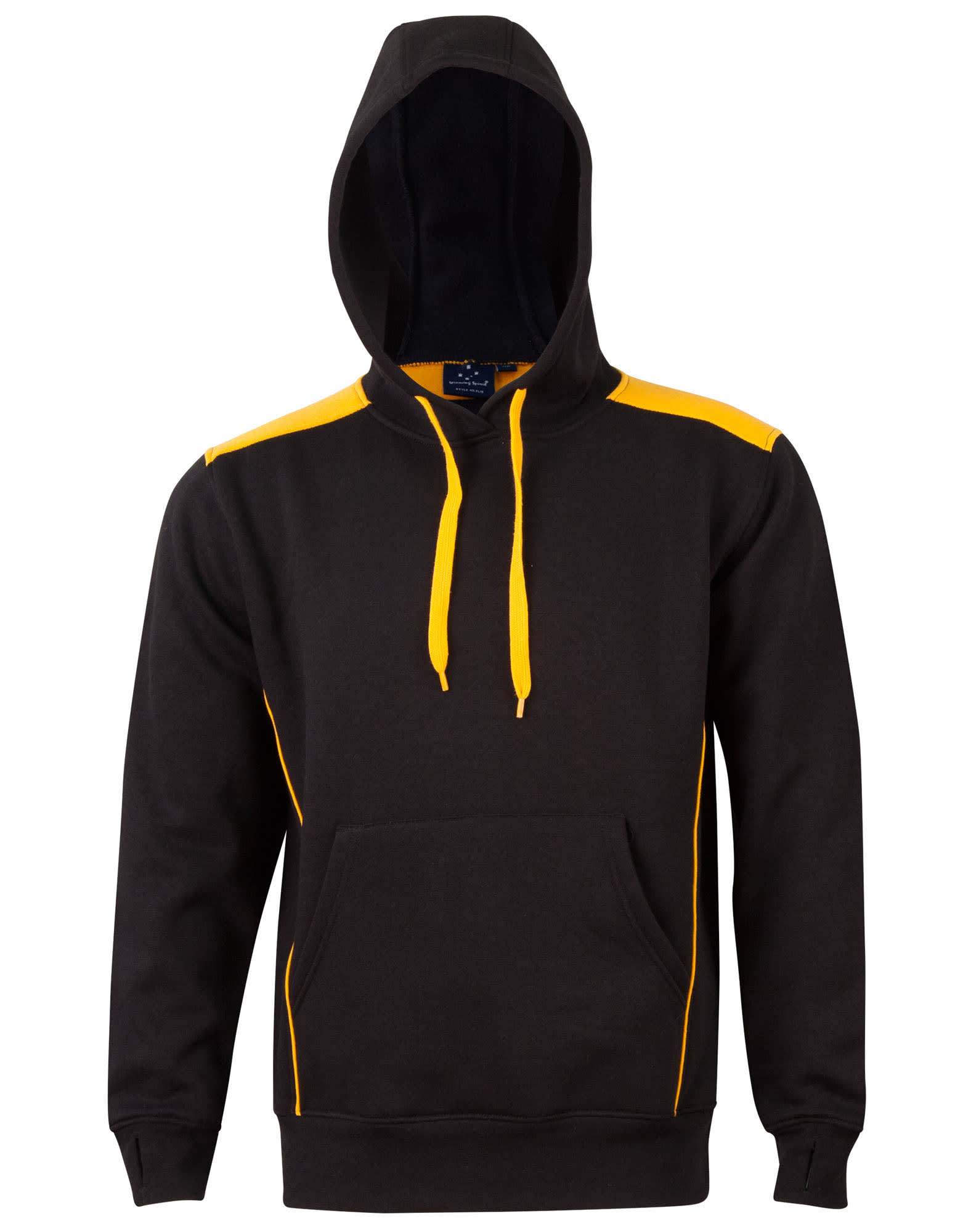 Adults Close Front Contrast Fleece Hoodie FL19 | Black/Gold