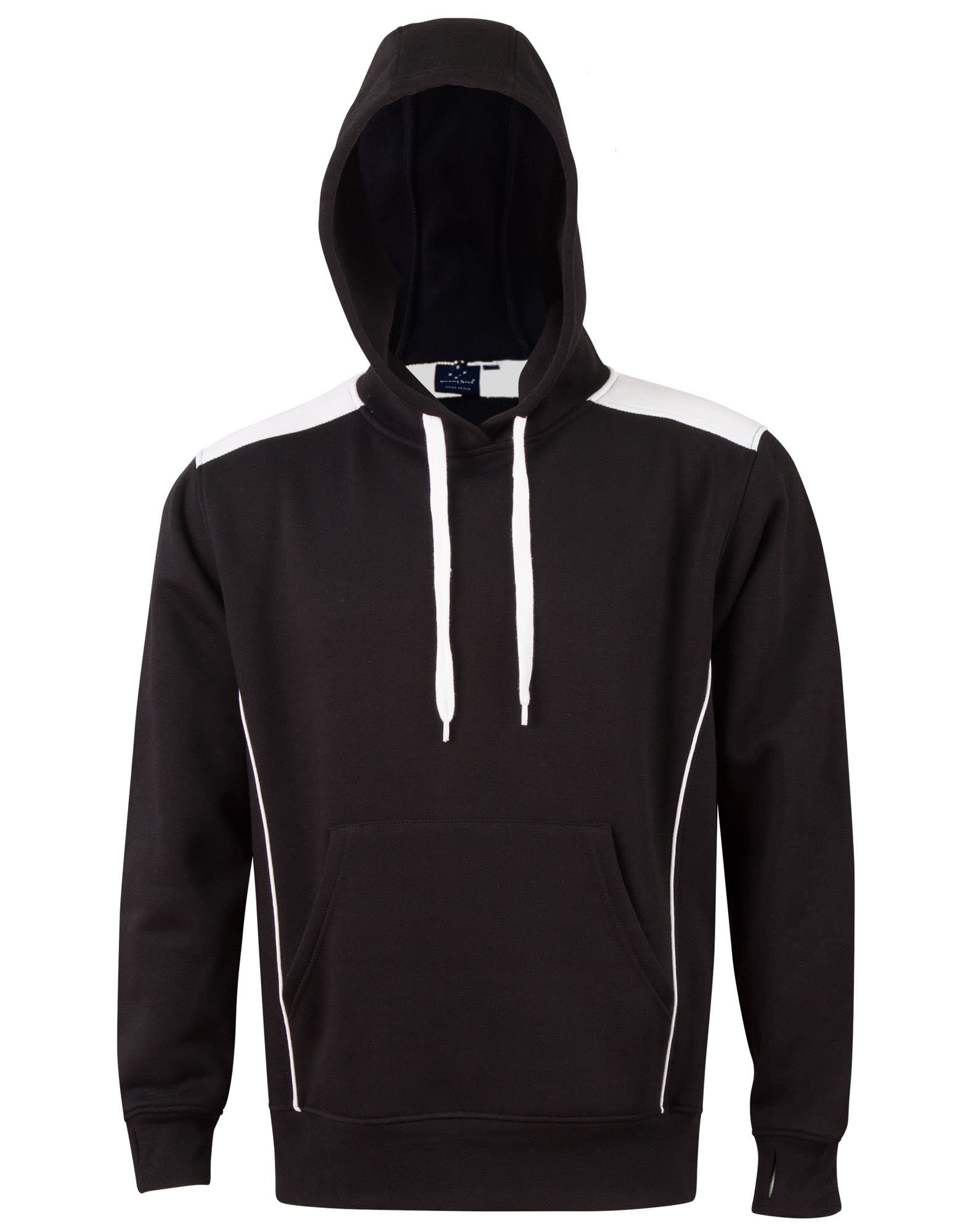 Adults Close Front Contrast Fleece Hoodie FL19 | Black/White