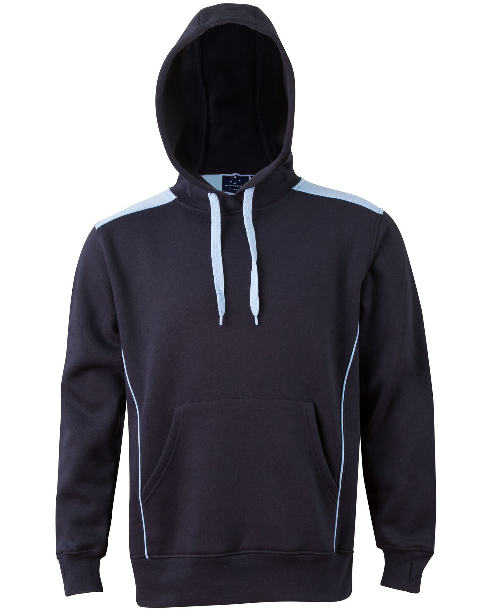 Adults Close Front Contrast Fleece Hoodie FL19 | Navy/Skyblue